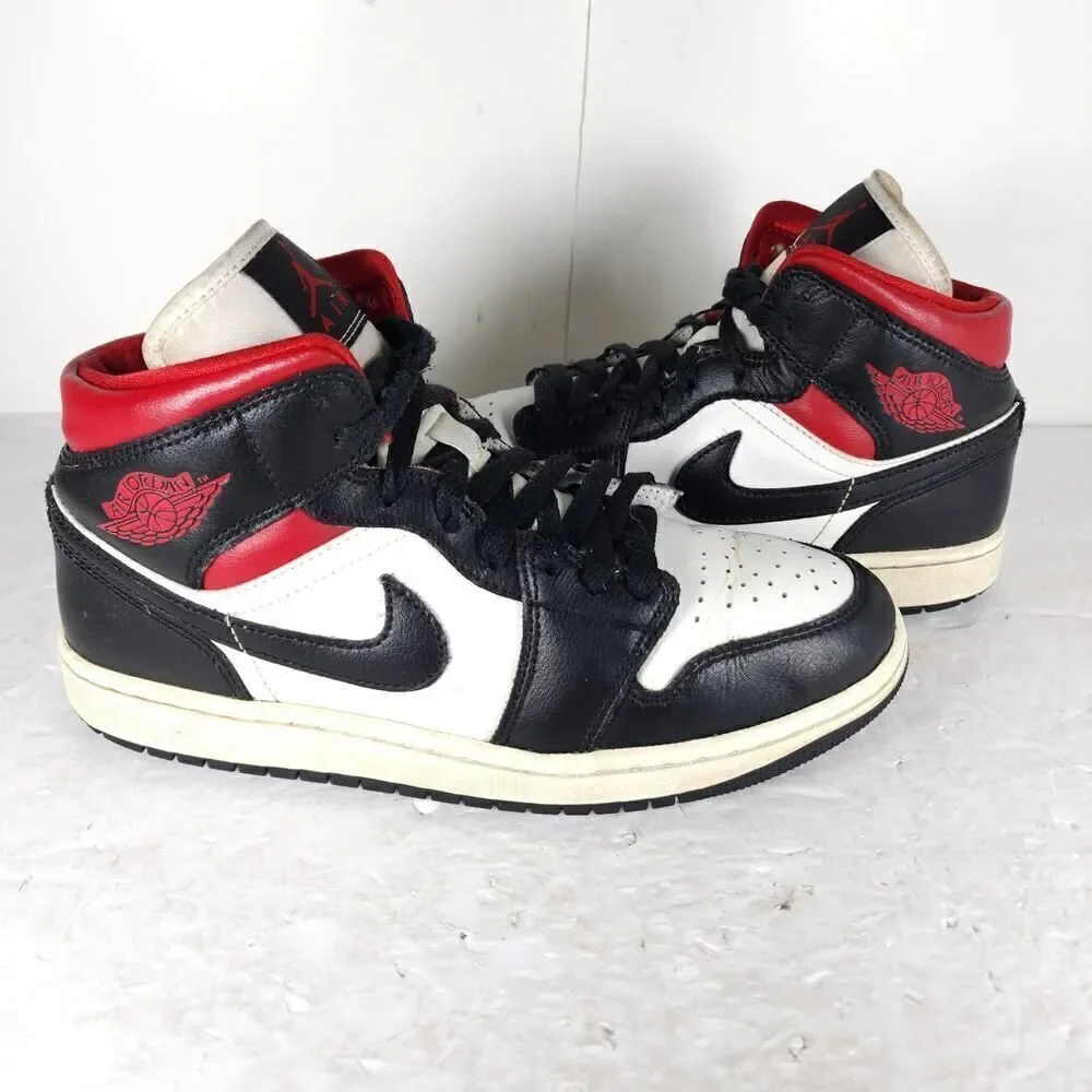 Nike Women’s Jordan 1 US9,5 Black Sail Gym Red Mid Top Sneakers Shoes BQ6472-061